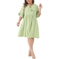 thumbnail image 2 of Agnes Orinda Women's Plus Size Ruffle Sleeve Lace Insert Tassel Bohemian Midi Dress 1X Light Green, 2 of 6