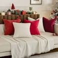 thumbnail image 4 of Pack of 2 Christmas Decorative Velvet Throw Pillow Covers Soft Pillowcase Cozy Soft Square Eruo Sham Cushion Covers Cases for Winter Sofa Couch Bedroom Home Decor 26x26 Inch Red, 4 of 8