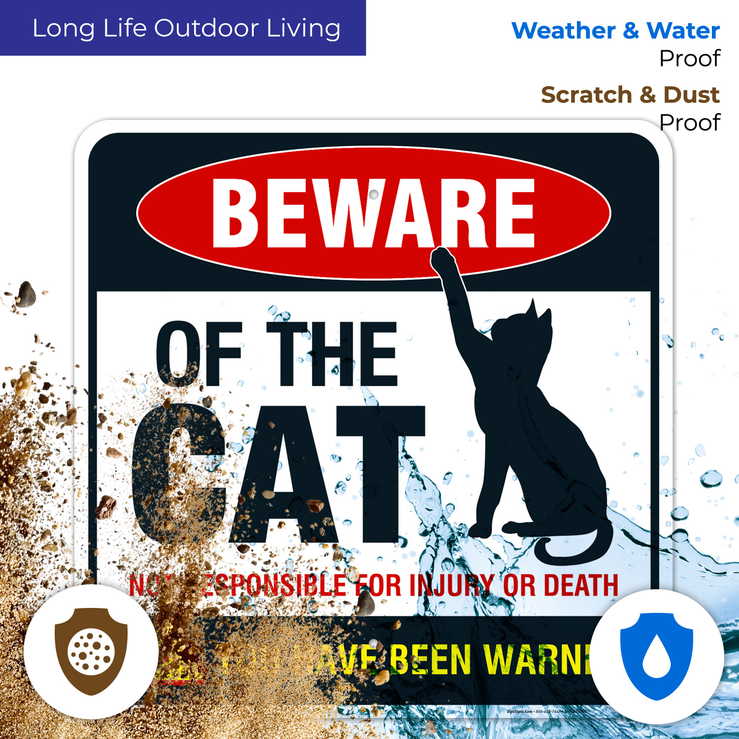 Schild 'Beware Of Cat' – 25,4 X 35,6 Cm, Aus Rostfreiem Aluminium, Wetterfest, Mit UV-Schutz, Hergestellt In Den USA