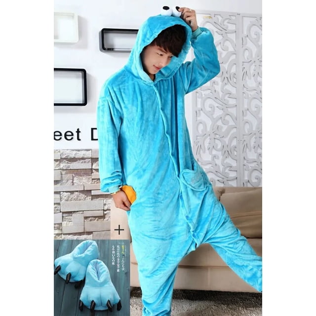 Pijama de una pieza con capucha para adultos, disfraz de Elmo, Elmo, Barrio Sésamo, monstruo de las galletas azules, rojo, Cosplay