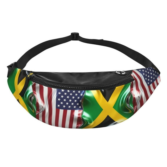 America Jamaica Flag Fanny Pack Casual Hands-Free Wallets Waist Pack Phone Bag Carrying All Phones