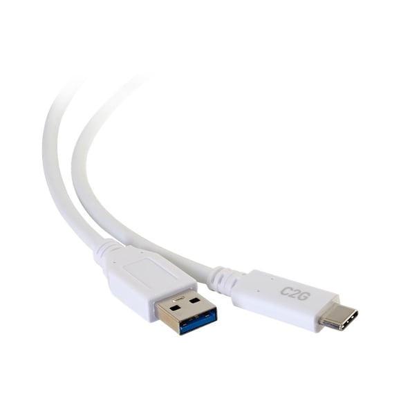 C2G 6ft USB C to USB A Cable - USB 3.2 - 5Gbps - White - M/M - USB cable - USB Type A (M) to 24 pin USB-C (M) - USB 3.1 - 30 V - 3 A - 6 ft - white