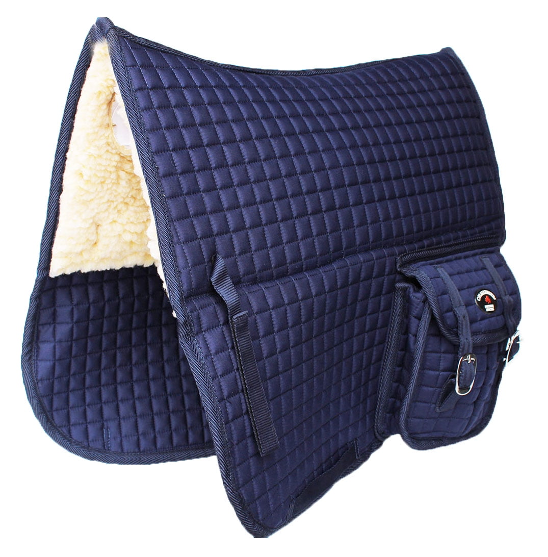 Horse English Quilted AllPurpose Fleece Padded Saddle Pad w/ Pockets