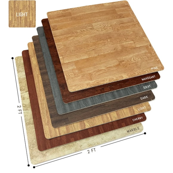 Sorbus Interlocking Floor Mat Wood Grain Print - Revêtement de Sol en Mousse Multi-Usages (Cerise)