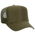 thumbnail image 3 of OTTO CAP 5 Panel High Crown Mesh Back Trucker Hat, Polyester Foam Front, Olive Green, 6PCS Set Pack, 3 of 7