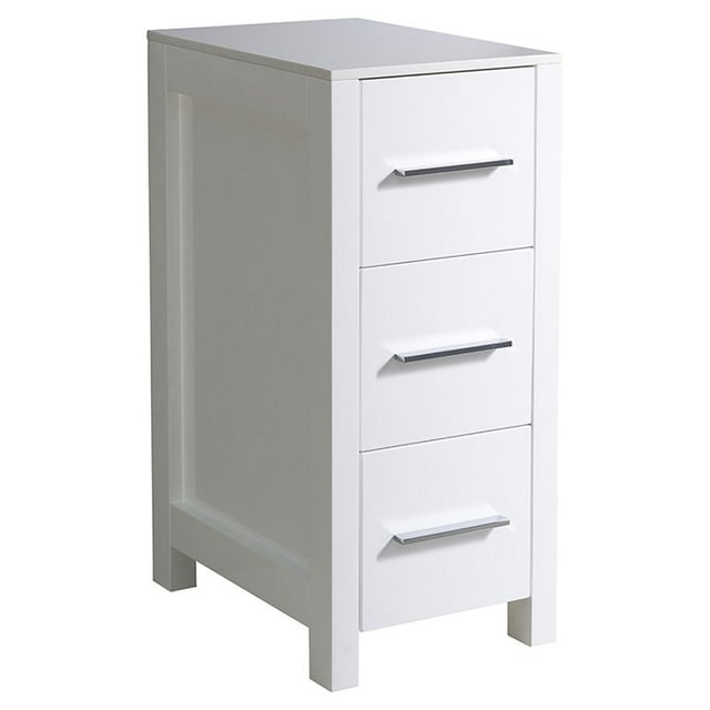 Fresca Torino Armoire Latérale en Lin pour Salle de Bain en Blanc