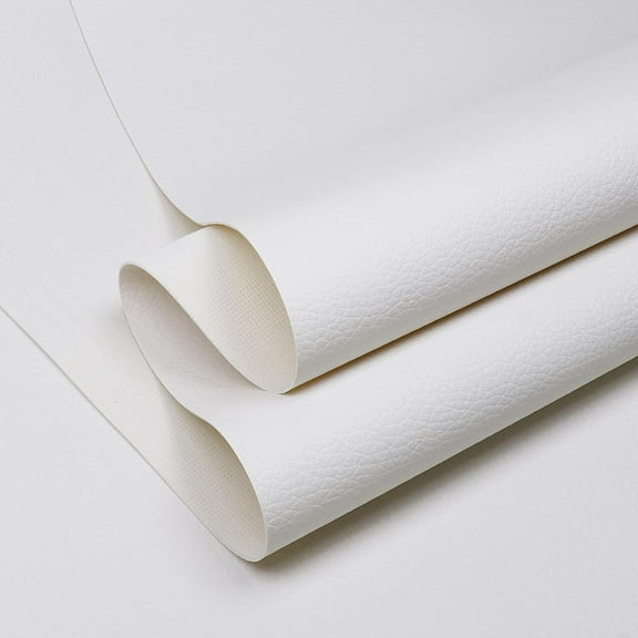Vinyl Marine Synthetic Leather Fabric - 55"W Waterproof Vinyl Material 0.6mm Thick Soft Upholstery Leather Sheets for Car Headliner Furniture Sofa Boat Replacement Renovate - White