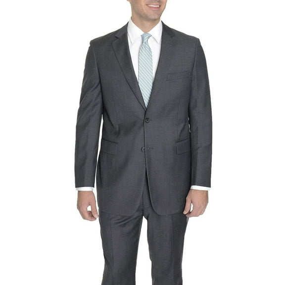 Raphael Modern Fit Solid Gray Two Button Wool Suit