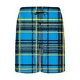 thumbnail image 5 of Fengqque Men's Sports Shorts Checkered Cotton-like Casual Loose Fit Shorts Summer Cool Shorts Casual Plaid Straight Leg Sweat Pants Men Sky Blue-A1 XL(XL), 5 of 5