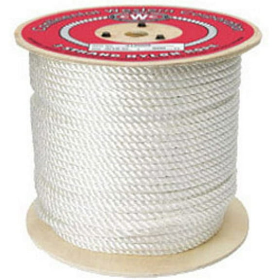 CWC 3-Strand Nylon Rope - 1/2" x 1200 ft., White