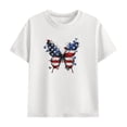 thumbnail image 4 of BaoFuBaoMei Girls Independence Day Outfits Summer 4th of July Vacation Travel Outfits Short Sleeve Tops and Shorts Sets, 4 of 9