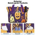 thumbnail image 2 of Tote Bag for Women - Purple Halloween Jack Lanterns Shoulder Bag - Large Utility Work Duffle Bag with Zipper Handbag for Travel, Work, Sprots, 2 of 5