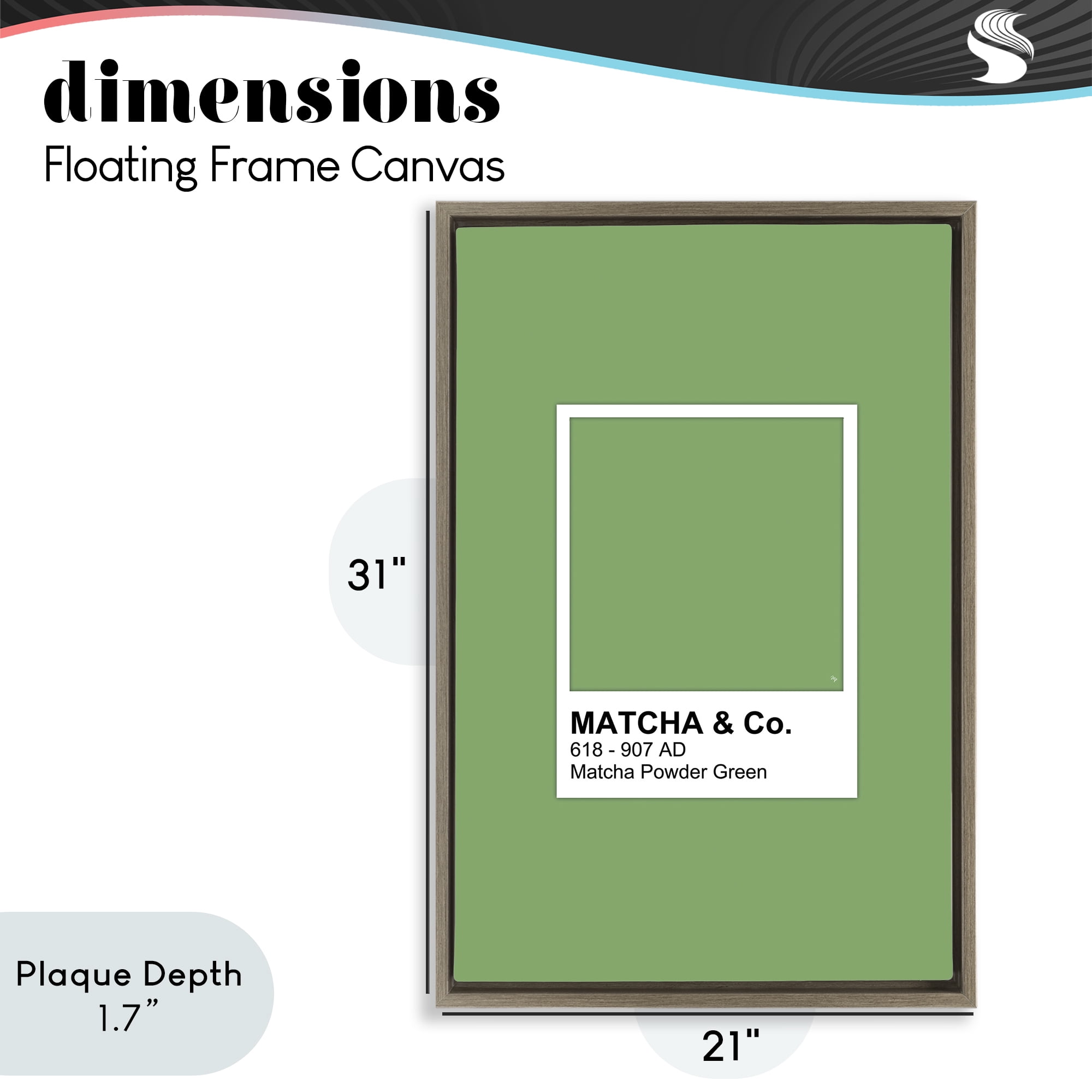 Stupell Industries Matcha Powder Green Shade Brown Framed Floater Canvas Wall Art, design by Martina Pavlova