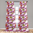 thumbnail image 4 of Ambesonne Emoji Curtains, Burning Heart Vapor Wave Art, Pair of 28"x63", Magenta Mustard and Rose, 4 of 5