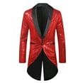 thumbnail image 2 of UVEASISHA Fashion Sequin Jacket for Men Pleated Waist One Button Stylish Tuxedo Sparkly Slim Fit Perfomance Suit Jackets for Dinner Prom Party Clearance Sales Today,Red,XL, 2 of 5