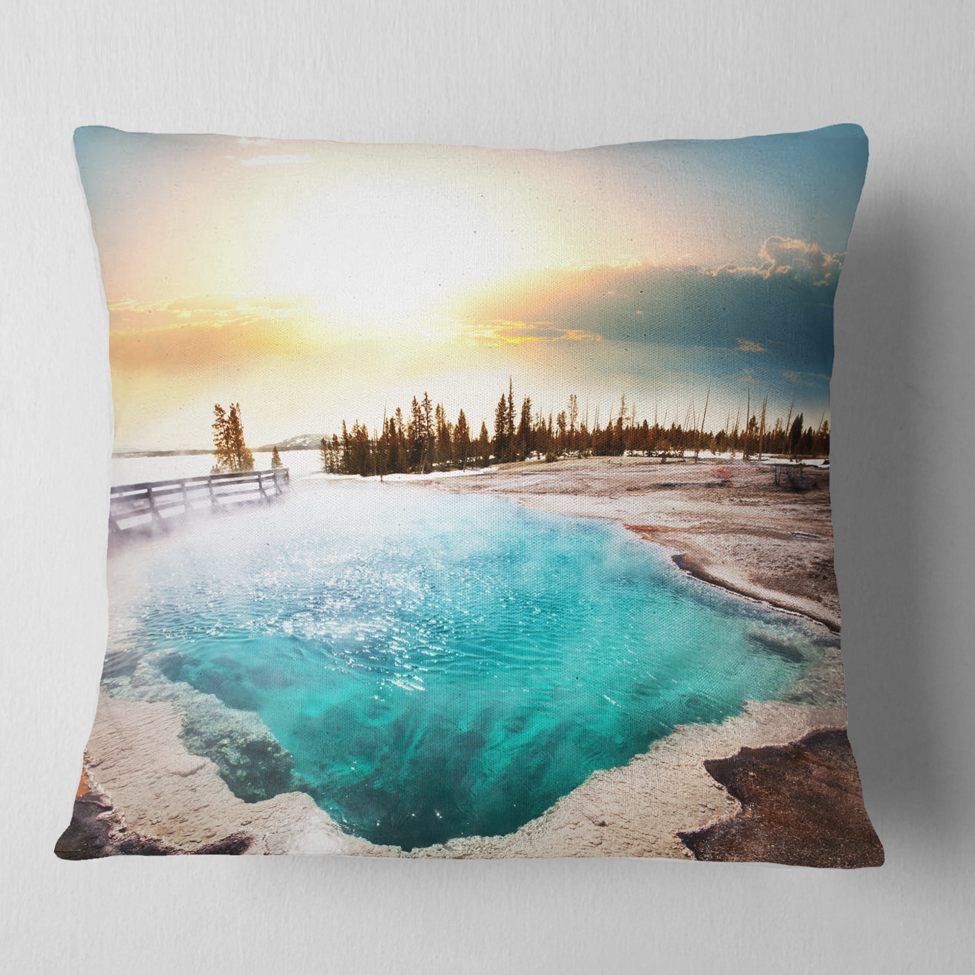 Designart 16" x 16" Yellow Polyester Throw Pillow