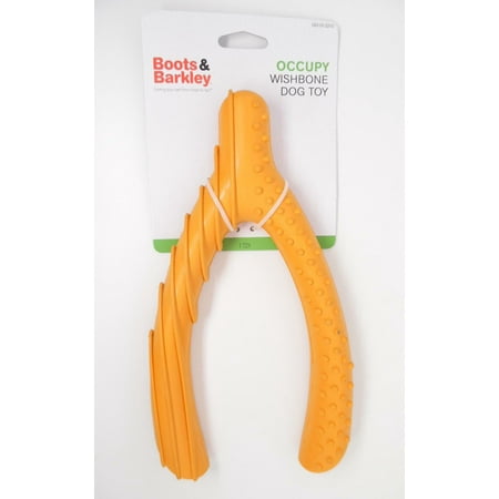 Boots & Barkley Rubber Teething Aid Occupy Wishbone Dog Toy - Bright Orange