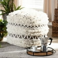 thumbnail image 4 of Baxton Studio Vesey Beige and Brown Handwoven Wool Pouf Ottoman, 4 of 6