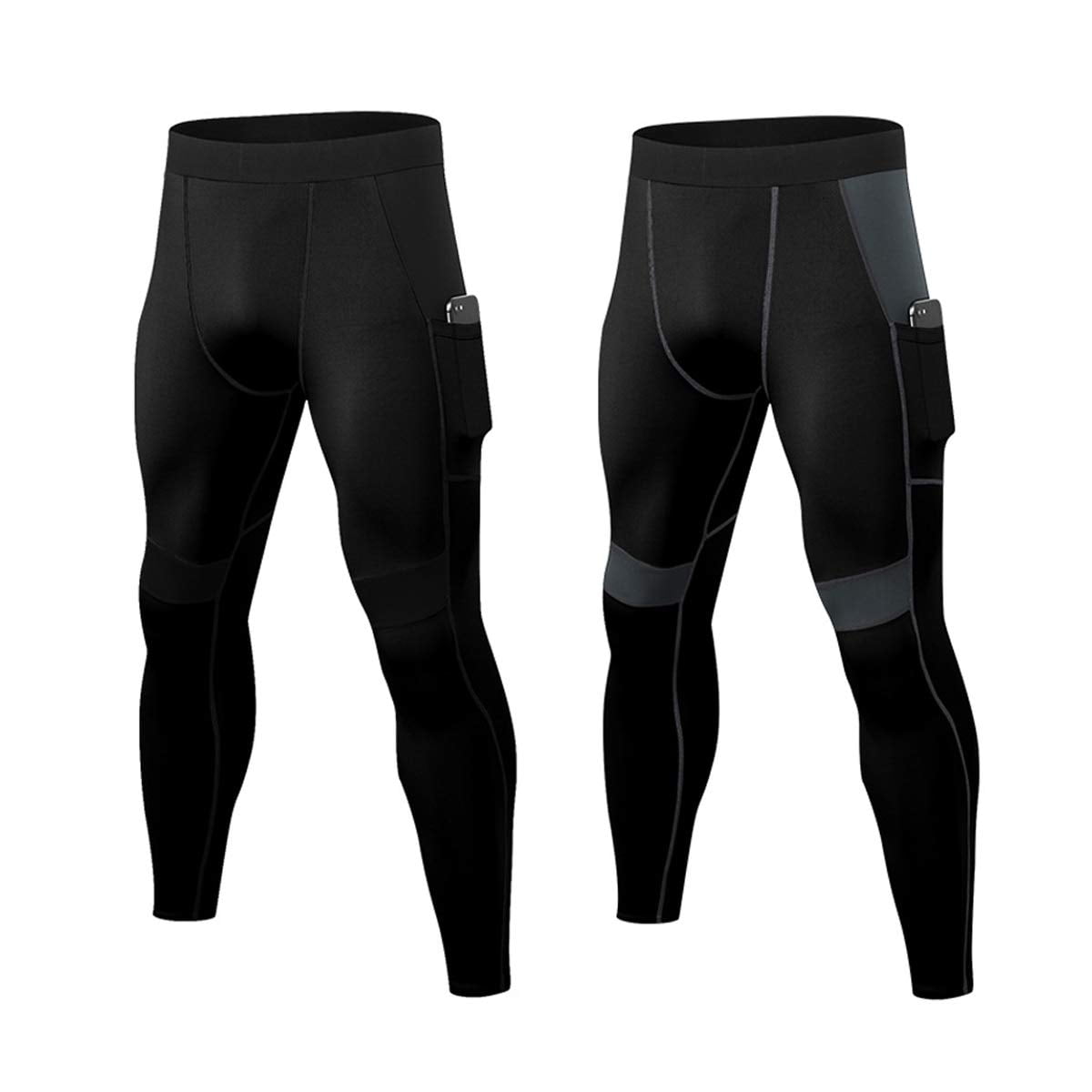 LANBAOSI 2 Pack Men's Compression Pants Workout Athletic Gym Leggings ...