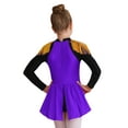 thumbnail image 2 of YIZYIF Kids Girls Drum Major Costume Tassels Long Sleeve Jumpsuit Back Zipper Bodysuit Marching Band Uniform Outfit Purple 4, 2 of 7
