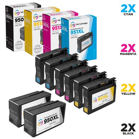 LD Products Remanufactured Replacements for 950XL and 951XL (2 Black  2 Cyan  2 Magenta  2 Yellow) 8-Pack Ink Cartridge