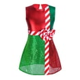 thumbnail image 5 of TTAO Kids Girls Xmas Christmas Clothes Sleeveless Sequin Candy Cane Stripe Ballet Dance Fancy Dress with Bowknot Red 14, 5 of 7