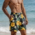 thumbnail image 2 of TKKCS Mens Graphic Swim Trunks- Casual Drawstring Elastic Waist Vacation Quick Dry Lightweight Breathable Beach Board Shorts Black Size 2XL, 2 of 6