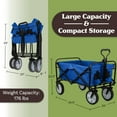 thumbnail image 2 of Wakeman Outdoors Collapsible Portable Wagon on Wheels - Grocery, Beach, or Garden Cart, Blue, 2 of 8