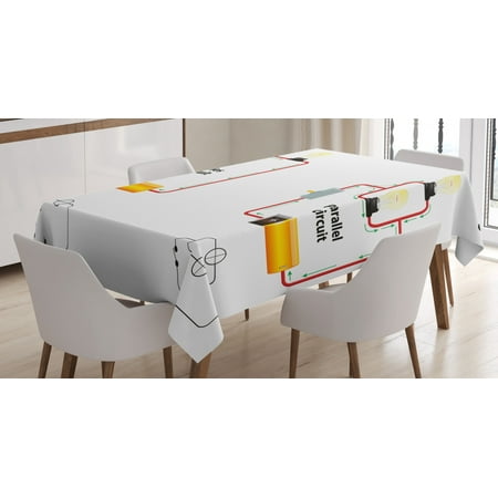 

Educational Tablecloth Series and Parallel Circuits Voltage Electric Science Equipment Print Rectangular Table Cover for Dining Room Kitchen 52 X 70 Inches Red Marigold Black by Ambesonne