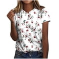 thumbnail image 1 of Chemises à Manches Courtes pour Femmes Mode Décontractée Chemises Imprimées Manches Courtes Tee-Shirt Ample Blouse Col en V Blouses à Manches Courtes pour Femmes, 1 of 5