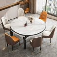 thumbnail image 3 of Wooden Modern Dining Tables Extendable Balcony Round Kitchen Dining Tables Coffee Luxury Tavolo Pranzo Home Furniture SR50DT My Lux Decor Round, 3 of 6