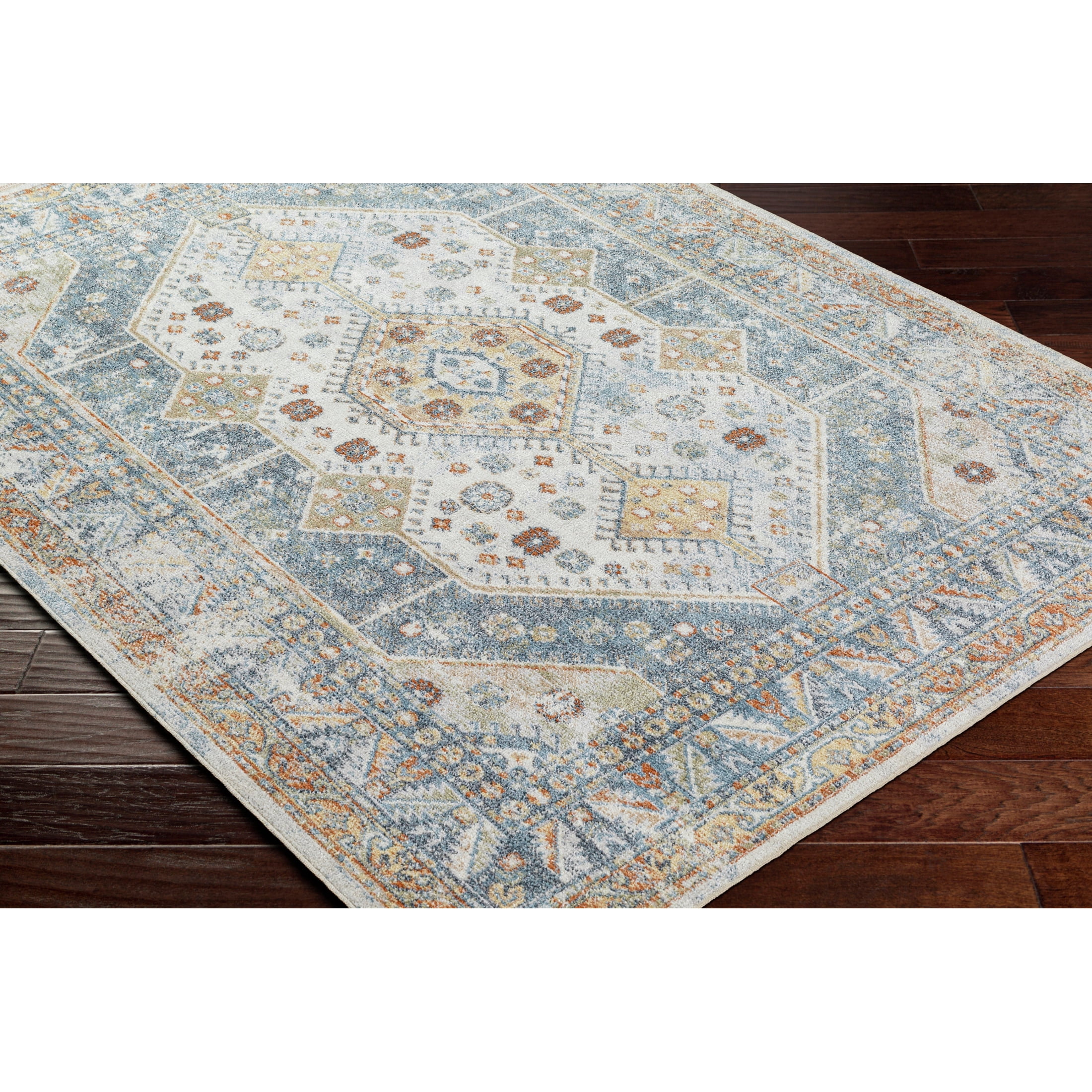 Livabliss Washable Rugs for Living Room, 7x9 Lillian Traditional Oatmeal Area Rug, Bedroom Dining Room Home Decor Stain Resistant Carpet (6'7" x 9')