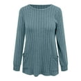 thumbnail image 4 of idosla Long Sleeve Shirts for Women Long Sweaters with Pockets Tunic Tops Loose Fit (Sky Blue, XXL), 4 of 4