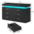 thumbnail image 2 of Afuhokles 6 Drawers Dresser with LED Lights and Charging Station, Modern Storage Tower Dressers and Chests of Drawers and Open Cubby, Black, 2 of 7