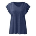 thumbnail image 4 of Womens T Shirts Summer Tops Cap Sleeve Casual V Neck Solid Casual Shirts Loose Fit Blouse T-Shirt, 4 of 7