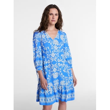 Time and Tru Women's A-Line Border Print Mini Dress, Sizes XS-XXXL