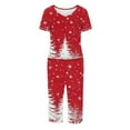 thumbnail image 5 of Lorytime Pjs Sets for Women Short Sleeve Christmas Tree Crew Neck Button Down Shirt Capri Pants Festive Sleepwear Gift, 5 of 5