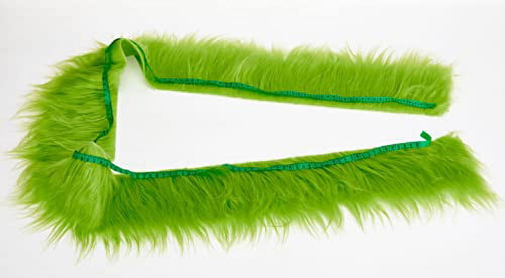 Shaggy Plush Faux Fur Fabric Precut Strips Fluffy Fuzzy Craft Fur for Gnomes Beard Hair Cosplay Costume Dwarf Decoration (Green, 4x60 inch)