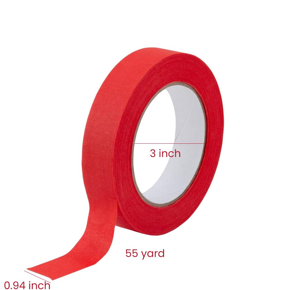 10 Pack Red Painters Tape 1 Inch  Medium Adhesive Masking Bulk Multi 1 X 55 Yards 10 Rolls (550 Total Yards)