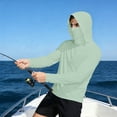 thumbnail image 2 of Men's Performance Fishing Hoodie Shirt - UPF 50+ Sun Protection Long Sleeve Thumbholes Shirts with Neck Gaiter Size 3XL Green, 2 of 7