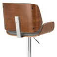 thumbnail image 2 of London Gray Faux Leather Adjustable Height Swivel Walnut Wood and Chrome Bar Stool, 2 of 8