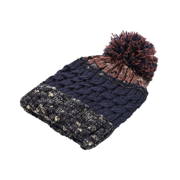 TELOLY Womens Hats,Versatile Knit Hat Beanie,Letter Jacquard Womens Hat,Navy Blue