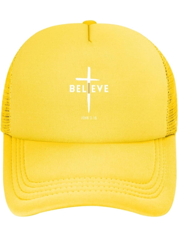 I Believe John 3 16, Christian, Cross Trucker Hat Men Mesh Baseball Cap Summer Sun Hat Gift Women Golf Dad Hat Black