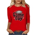 thumbnail image 2 of Gamivast 3/4 Sleeve Tops for Women Funny Football Game Day Crew Neck Tunic Sweatshirt Fitted Casual Drop Shoulder Going Out Pullover Holiday Superbowl Outfit, 2 of 5