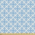 thumbnail image 1 of Ethnic Upholstery Fabric by the Yard, Rhombus Inspired Lace Style Geometric Clover Flower Motifs Medieval Damask, Decorative Fabric for DIY and Home Accents, Off White Sky Blue by Ambesonne, 1 of 5