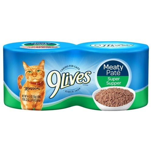 9 Lives Meaty Pate Super Supper Wet Cat Food, 5.5 oz, 4 Count