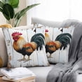 thumbnail image 2 of Vintage Rooster Outdoor Pillow Covers Pack of 2 Colorful Chicken White Wooden Broad Waterproof Throw Pillow Covers Decorative Cushion Cases for Patio Garden Tent Balcony Couch 24x24 inch, 2 of 8