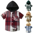 thumbnail image 3 of LUOGENLI Boys Shirts Size 6 Toddler Boys Girls Short Sleeve Summer Casual Plaid Prints Gentleman Hooded Tops Holiday Shirts T Shirt Boys Shirts Size 14-16 Set Boys Shirts Size 8-10 Youth 3-4 Years, 3 of 3