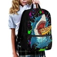 thumbnail image 3 of Uorisanigo Pizza Shark Backpack School Bags for Kids Children, Large Capacity Elementary School Bag Travel Backpacks Preschool Casual Daypack with Adjustable Padded Straps(17 inch), 3 of 6