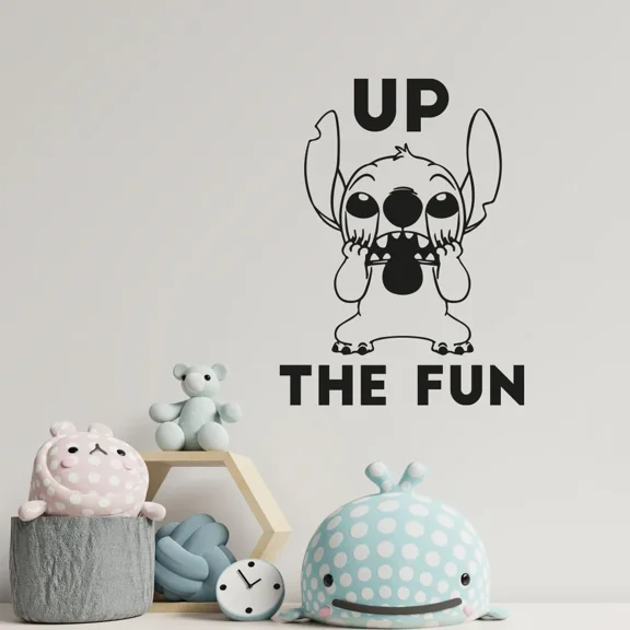 Up Trhe Fun Lilo and Stitch Cute Stitch Funny Face Play Time Stitch Happy Vinyl Wall Sticker Decal Art Décor Home Room Kids Room Boys Girls Room Lilo Stitch Living Room Decoration Size (30x22 inch)